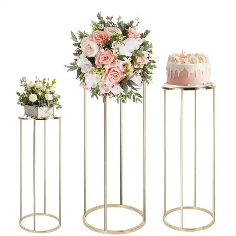 結婚式・インテリア装飾|ゴールドメタルフラワースタンド3個セット