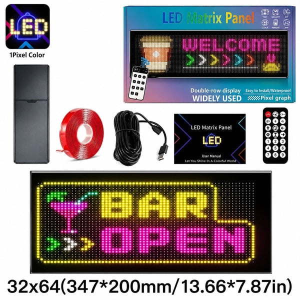 LED看板 2段で見やすい卓上タイプ|32×64・約35cm幅 デジタルサイネージ