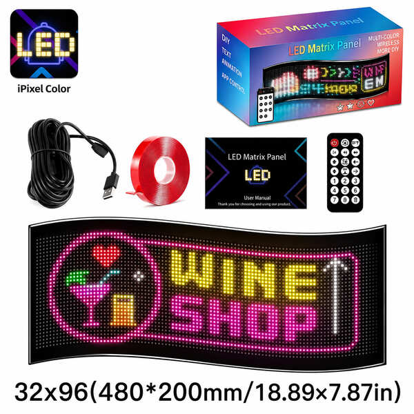 LED看板 2段で情報量たっぷり ワイド|32×96・約48cm幅 フレキシブルデジタルサイネージ