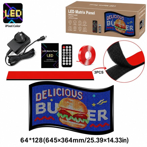 LEDビジョン 画像も表示 高精細|64×128・約64cm幅 フレキシブルデジタルサイネージ