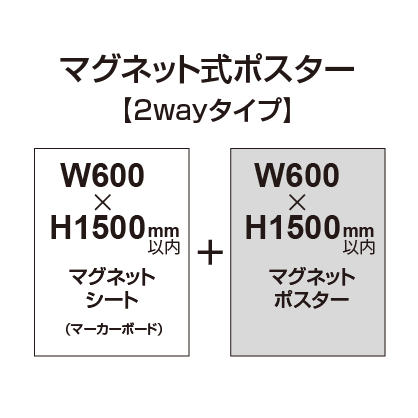 【2wayタイプ】マグネット式ポスター&マーカーボード W600〜H1500mm以内|誉PRINTING