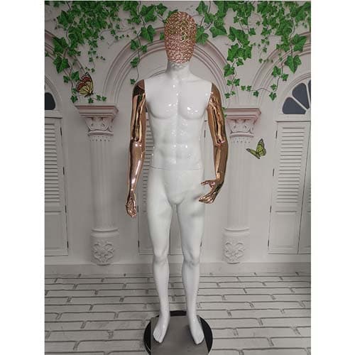 ワイヤーヘッド 男性マネキン【ゴールドクローム×ホワイト】|誉PRINTING