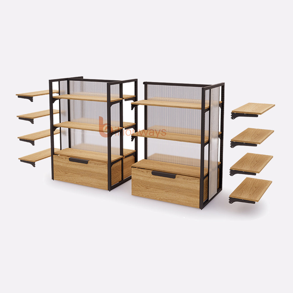 木製ディスプレイラック卸売スーパーマーケット小売ディスプレイスタンド|誉PRINTING