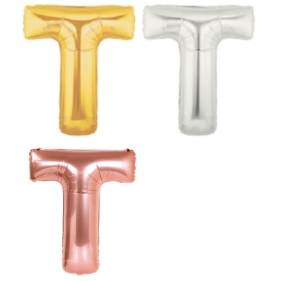 メタリック レターバルーン【T】(ゴールド,シルバー,ローズゴールド)(7",14",40")|誉PRINTING