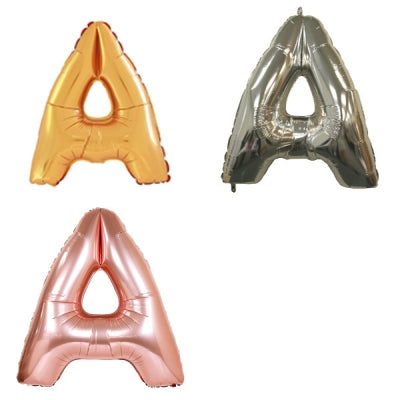 メタリック レターバルーン【A】(ゴールド,シルバー,ローズゴールド)(7",14",40")|誉PRINTING