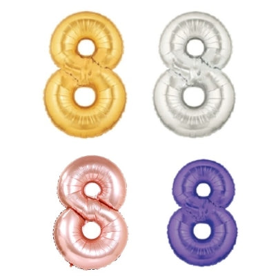 メタリック レターバルーン【8】 (ゴールド,シルバー,ローズゴールド,パープル)(7",14",40")|誉PRINTING