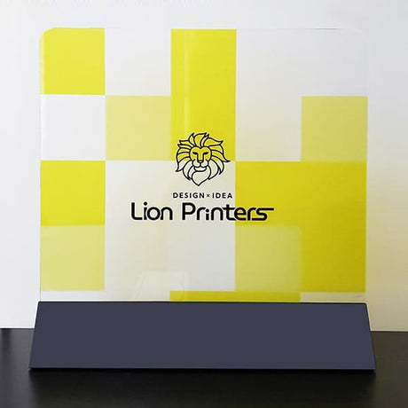 【コロナ対策】デザイナーズパーテーション 卓上 ブラックスタンド(マドラスチェック)|誉PRINTING