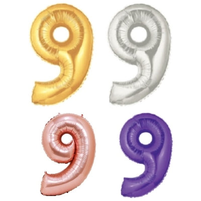 メタリック レターバルーン【9】(ゴールド,シルバー,ローズゴールド,パープル)(7",14",40")|誉PRINTING