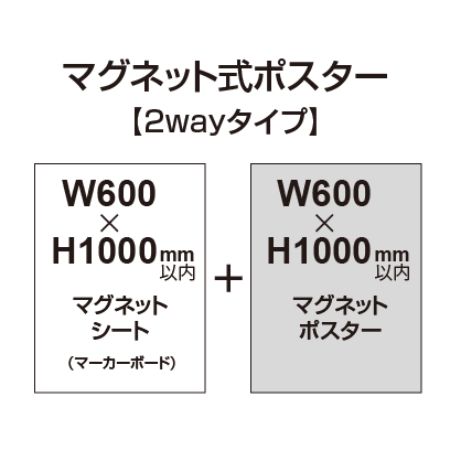 【2wayタイプ】マグネット式ポスター&マーカーボード W600〜H1000mm以内|誉PRINTING