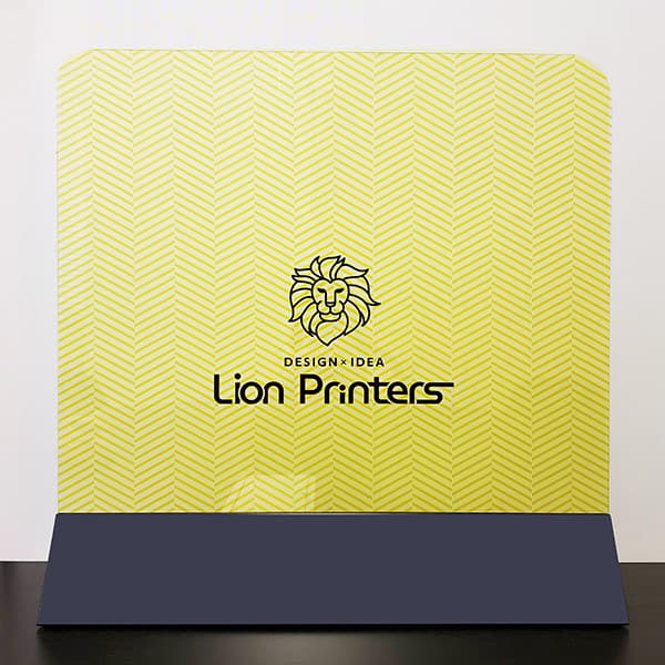 【コロナ対策】デザイナーズパーテーション 卓上 ブラックスタンド(ヘリンボーン)|誉PRINTING