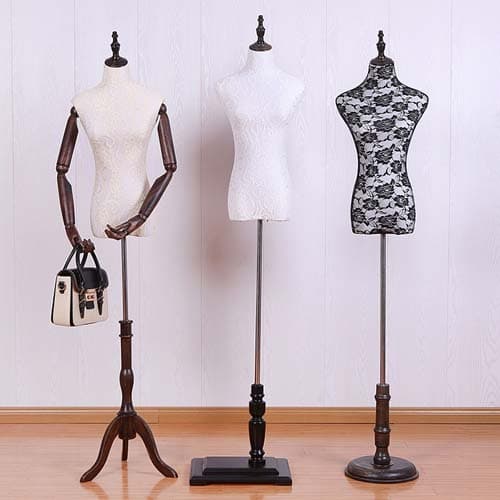 【レース模様×木製アーム】女性 ハーフボディマネキン|誉PRINTING