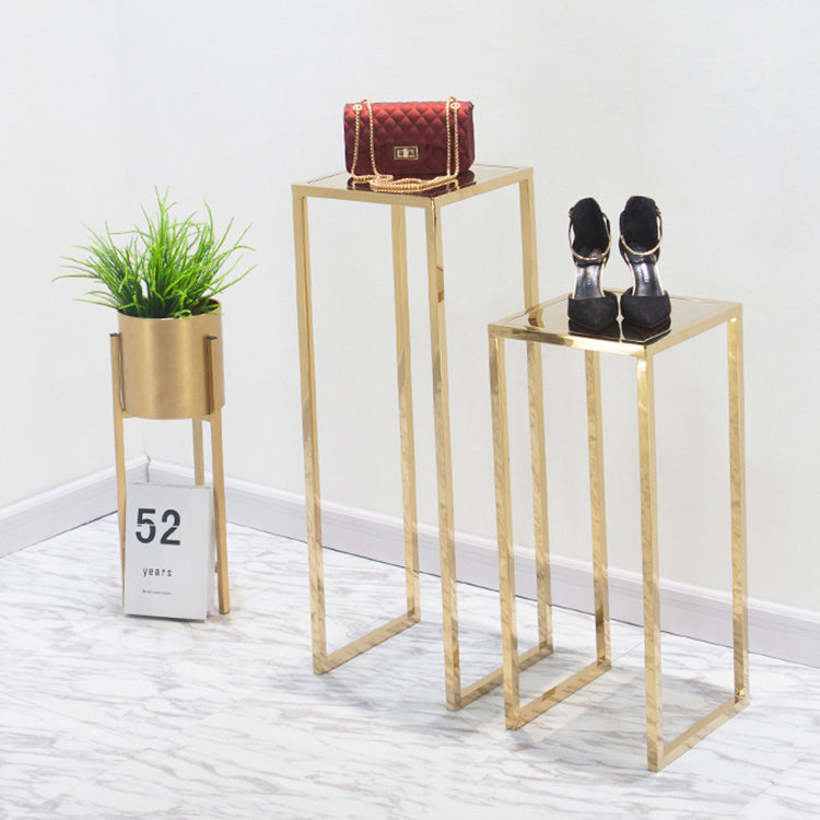 靴ディスプレイウィンドウデコレーションテーブルトップショーケースステンレススチールモダンカスタマイズゴールド (他の色は大歓迎です) YT-LS-04|誉PRINTING
