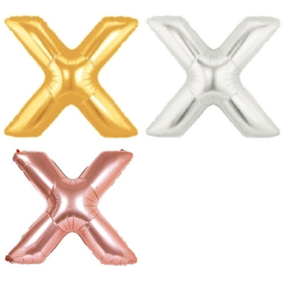 メタリック レターバルーン【X】(ゴールド,シルバー,ローズゴールド)(7",14",40")|誉PRINTING
