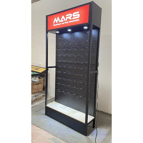 LED照明付きペグボードディスプレイラック|誉PRINTING