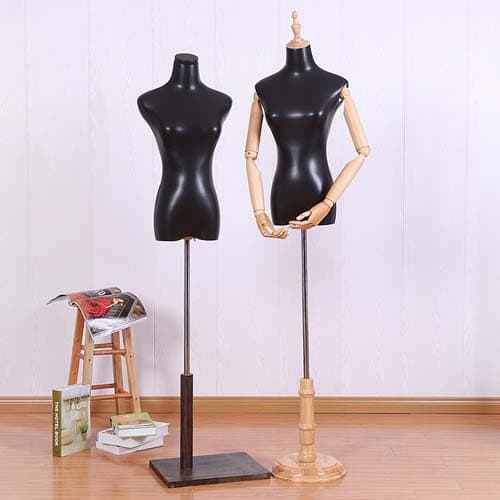 【ブラックカラー×木製アーム】女性ハーフボディマネキン|誉PRINTING