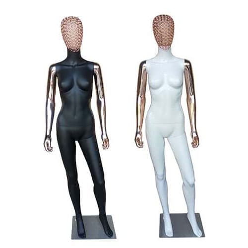 ワイヤーヘッド 女性マネキン【ゴールドクローム×ブラック/ホワイト】05|誉PRINTING