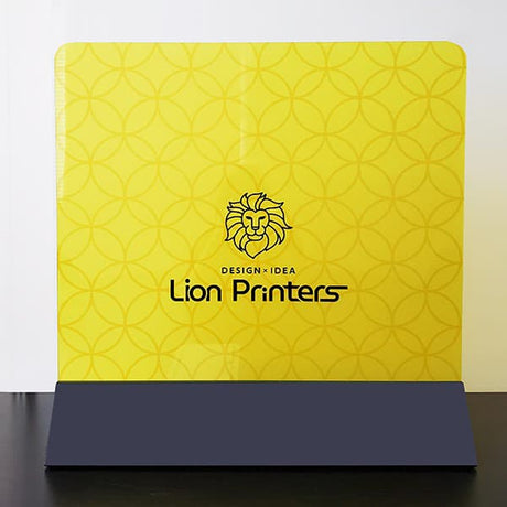 【コロナ対策】デザイナーズパーテーション 卓上 ブラックスタンド(WAGARA 円)|誉PRINTING