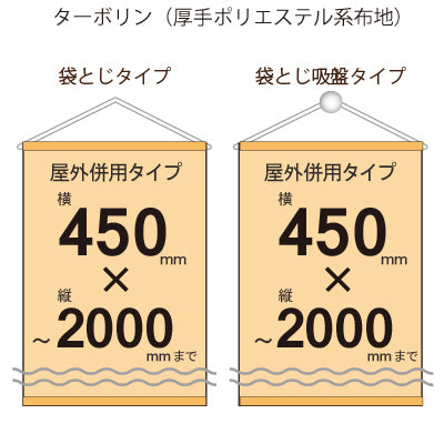 屋外併用 フルカラータペストリー 幅450×縦フリーサイズ 袋とじタイプ(ターポリン)|誉PRINTING