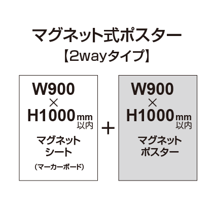 【2wayタイプ】マグネット式ポスター&マーカーボード W900〜H1000mm以内|誉PRINTING