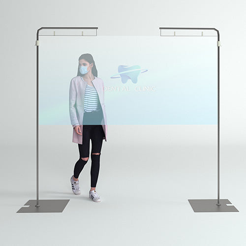 【コロナ対策】飛沫感染対策カーテン付フロアスタンド|誉PRINTING