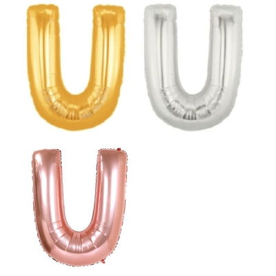 メタリック レターバルーン【U】(ゴールド,シルバー,ローズゴールド)(7",14",40") U|誉PRINTING