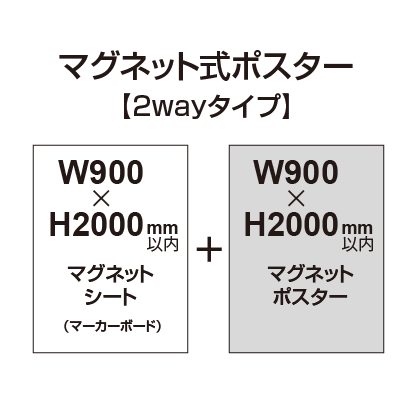 【2wayタイプ】マグネット式ポスター&マーカーボード W900〜H2000mm以内|誉PRINTING