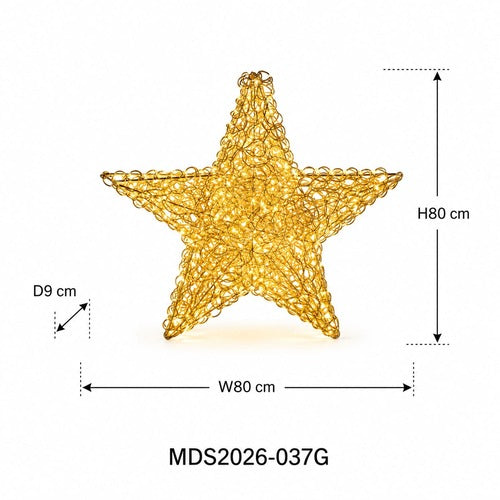 星型LEDライトオブジェ 80cm ゴールド装飾 サイズ・寸法画像|誉PRINTING