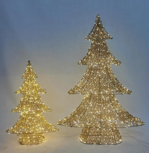 LEDクリスマスツリーオブジェ 2サイズの点灯・使用イメージ|ゴールド装飾|誉PRINTING