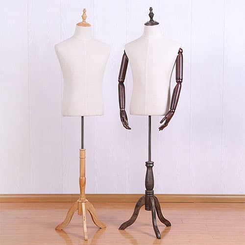 【リネン素材×木製アーム】男性ハーフボディマネキン|誉PRINTING