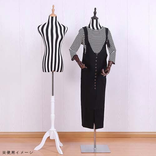 【ストライプデザイン×木製アーム】女性 ハーフボディマネキン|誉PRINTING