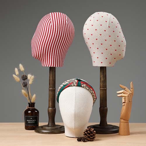 マネキンヘッド【ファブリック×木製スタンド】|誉PRINTING