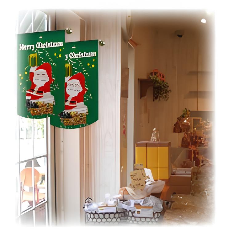 変形タペストリー&フラッグ-GNB ビッグ靴下サンタ (円カット) (3コ入)|誉PRINTING