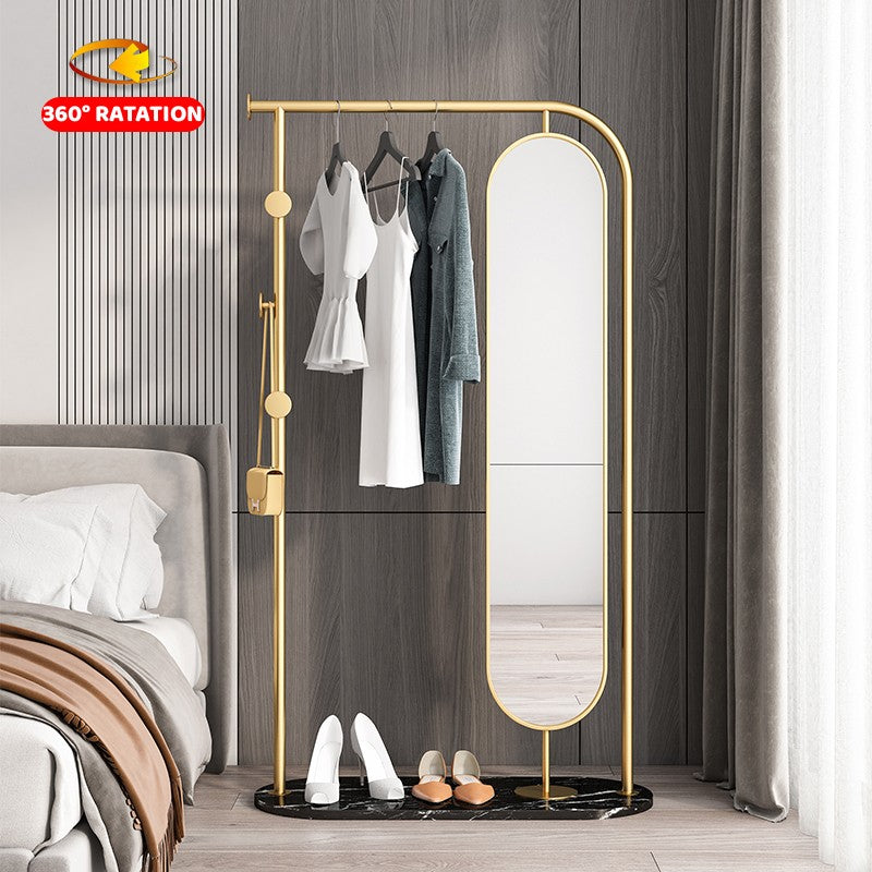 ゴールドミラー付きハンガーラック01|誉PRINTING