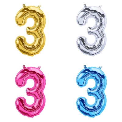 プレミアムレターバルーン (ローズゴールド,ゴールド,シルバー,マゼンタ,ブルー,ブラック)(16",34")「3」|誉PRINTING