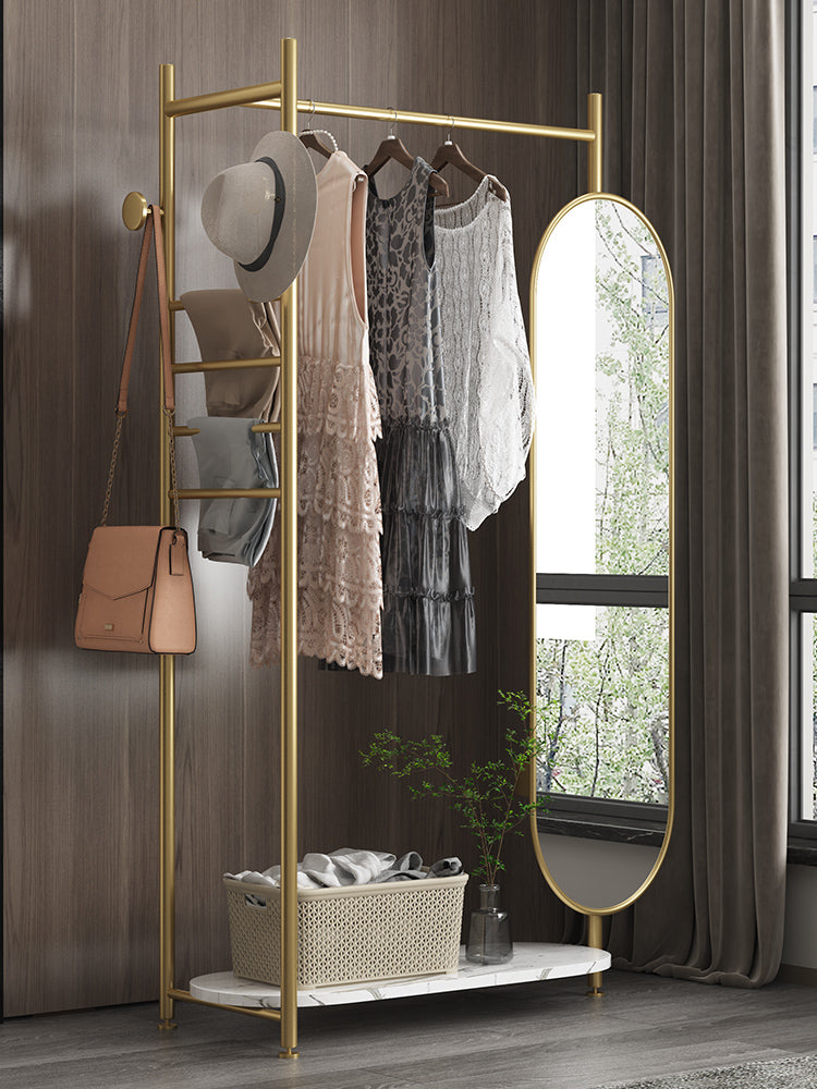 ゴールドミラー付きハンガーラック03|誉PRINTING