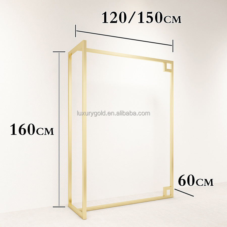 クロスショップ北欧ラグジュアリーゴールドステンレススチールフロアスタンドホルダーハイヘビーデューティー商業衣料品店ディスプレイラック|誉PRINTING