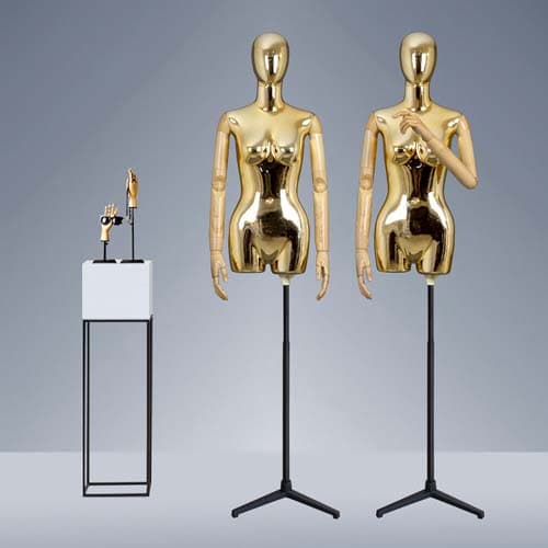 ハーフボディマネキン【メタリックボディ×木製アーム】|誉PRINTING