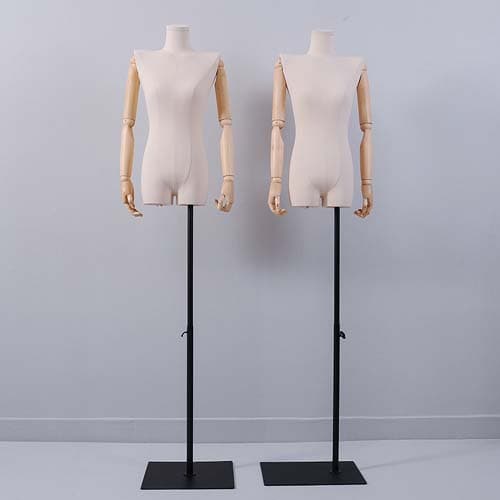 【リネン素材×木製アーム】ハンギングマネキン 女性ハーフボディ|誉PRINTING