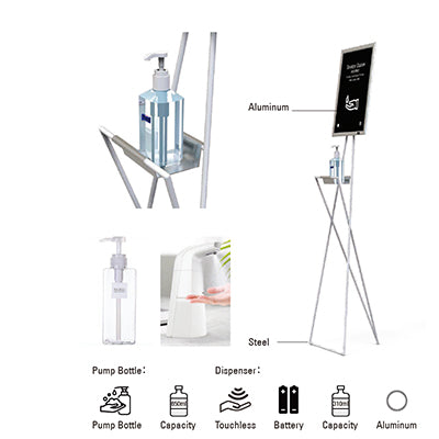 【コロナ対策】消毒液用 A3パネル付スタンド AHS-013|誉PRINTING
