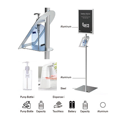 【コロナ対策】消毒液用 A3パネル付スタンド AHS-011|誉PRINTING