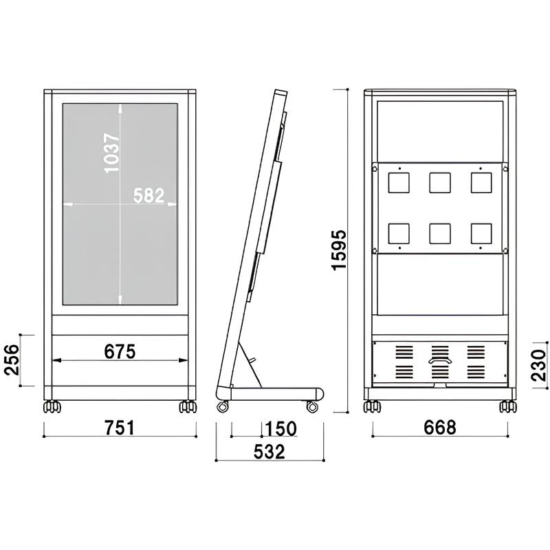 電子サイネージ用 自立移動式L型スタンド 49型用|誉PRINTING