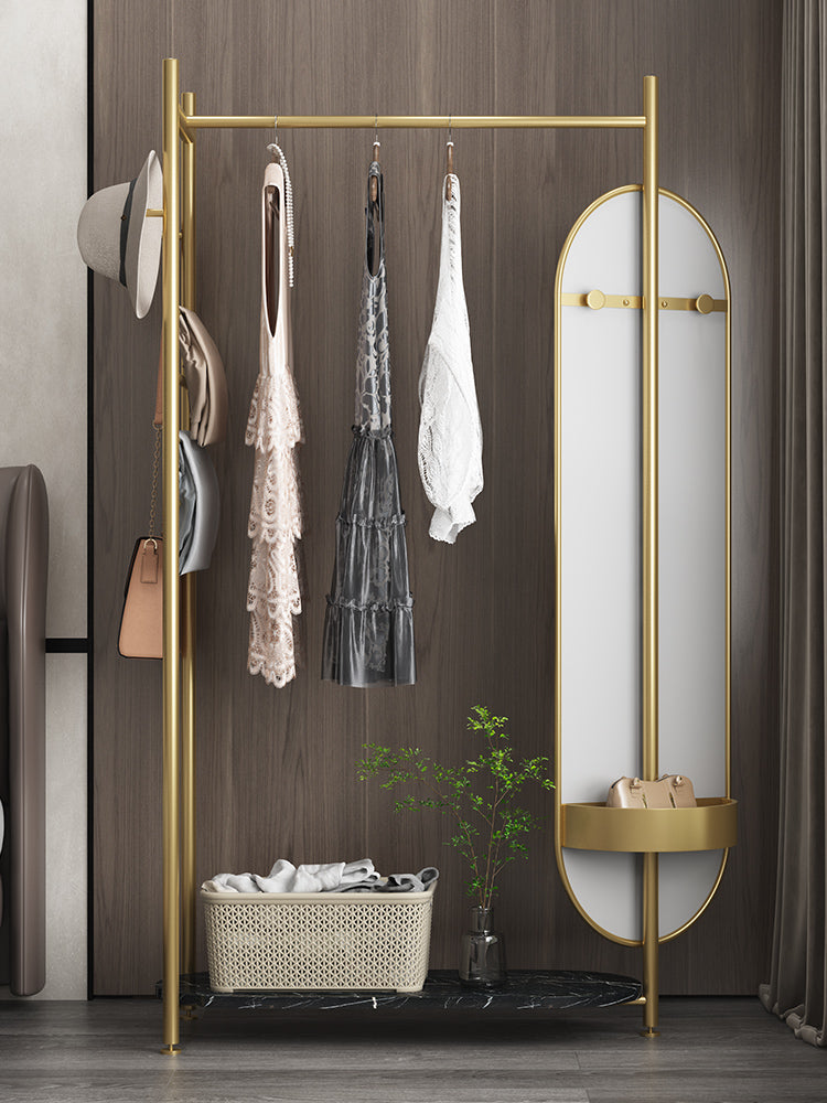 ゴールドミラー付きハンガーラック03|誉PRINTING