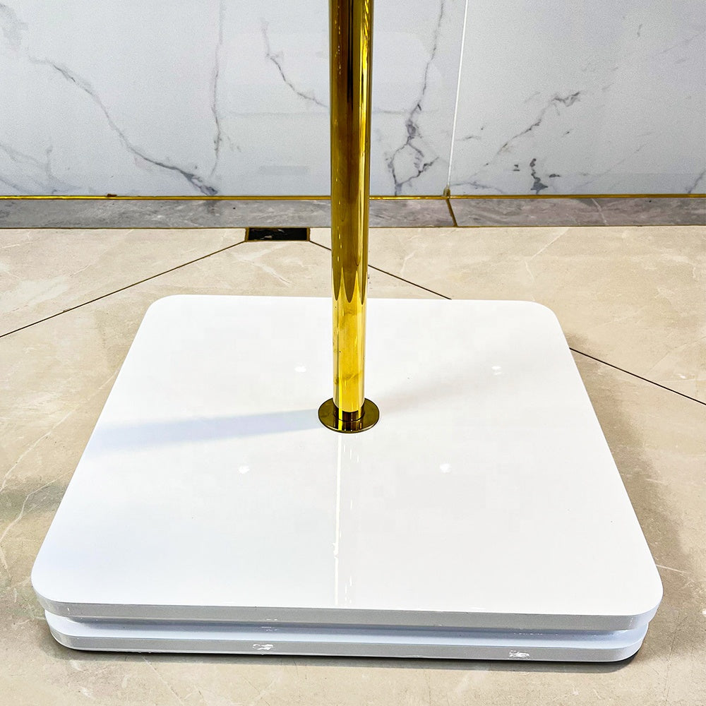 高級ショールームショップフロアスタンドディスプレイ棚女性服店デザイン金属服ゴールドディスプレイスタンド|誉PRINTING