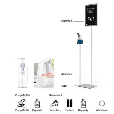 【コロナ対策】消毒液用 A3パネル付スタンド AHS-014|誉PRINTING