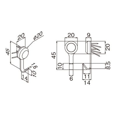 石こうボード・ベニヤ壁用 ひも掛け ニコピンフック (5コセット)|誉PRINTING