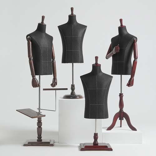 【スーツマネキン】木製アーム 男性ハーフボディ|誉PRINTING