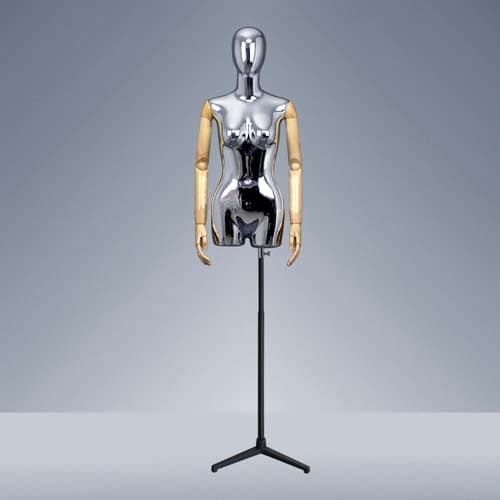 ハーフボディマネキン【メタリックボディ×木製アーム】|誉PRINTING
