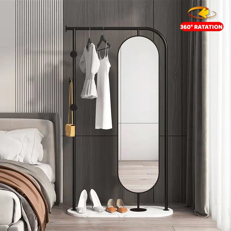 ゴールドミラー付きハンガーラック01|誉PRINTING