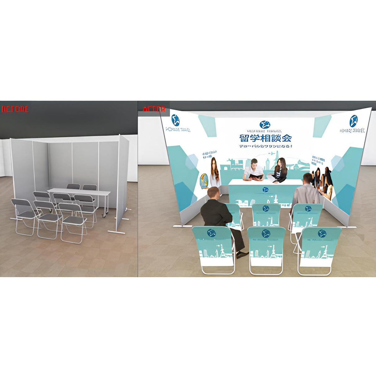 ブース壁面用タペストリー(1面/2面/3面)【1小間用(3m×3m)】|誉PRINTING