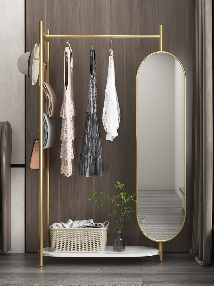 ゴールドミラー付きハンガーラック03|誉PRINTING